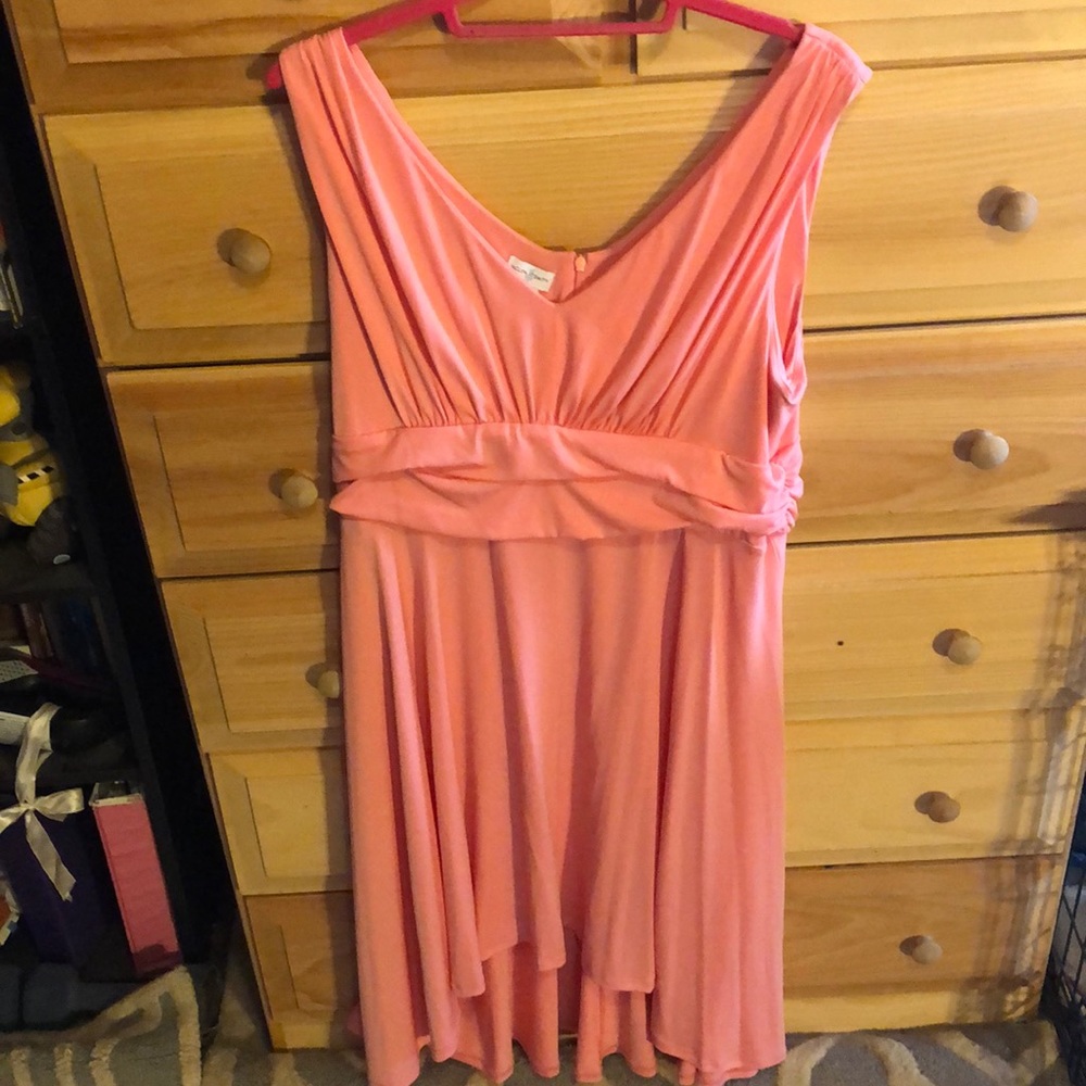 Blush pink high-low hem dress